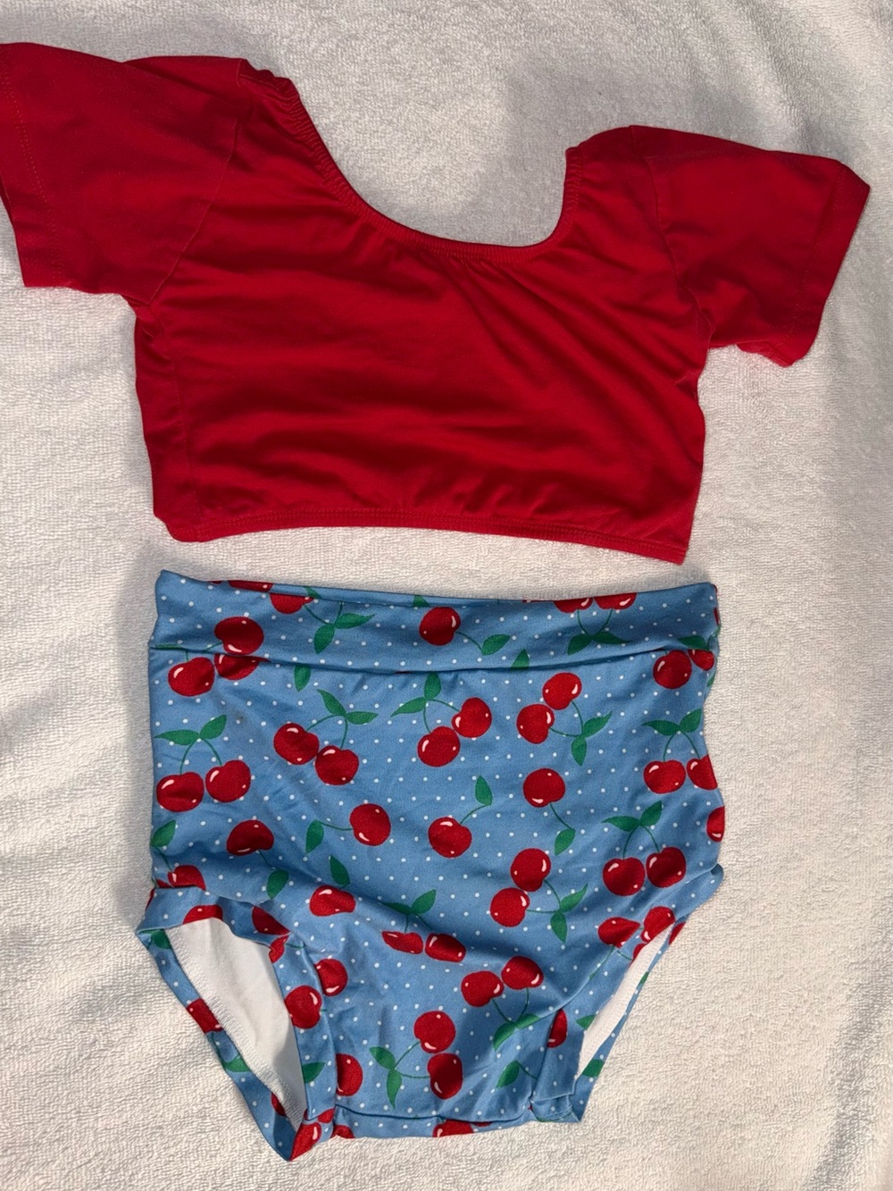ISP Dancewear Red Crop Top with‎ Cherry Print High-Waist Bottom Size XXL (12/14)